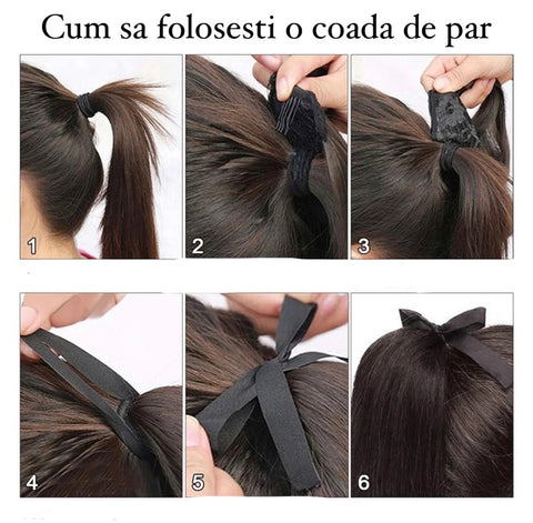 Coada Din Par Sintetic Tip Snur OMBRE BRUNET/BLOND CENUSIU