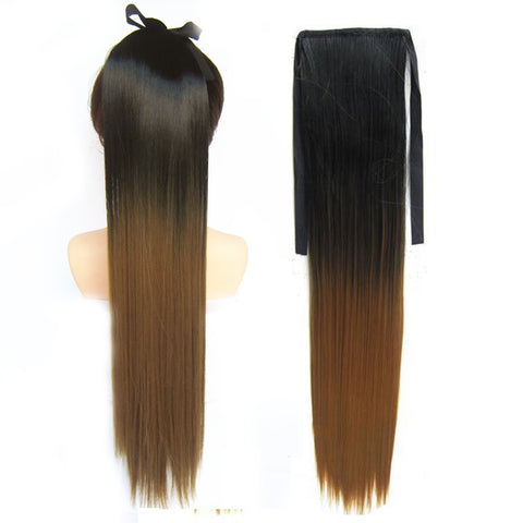 Coada Din Par Sintetic Tip Snur Ombre-  Saten / Blond Miere